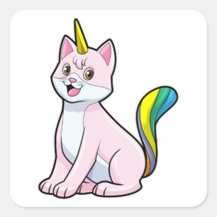 Cat Unicorn Quadratischer Aufkleber