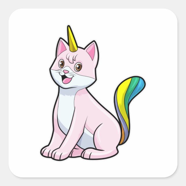 Cat Unicorn Quadratischer Aufkleber (Vorderseite)