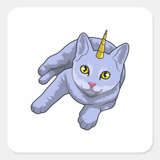 Cat Unicorn Quadratischer Aufkleber (Vorderseite)