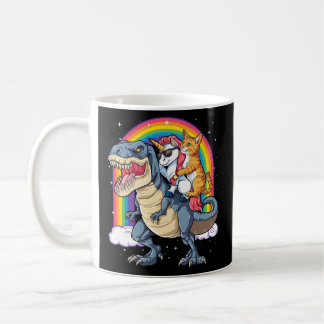 Cat Unicorn Riding Dinosaur T Rex Kitten Space Gal Kaffeetasse