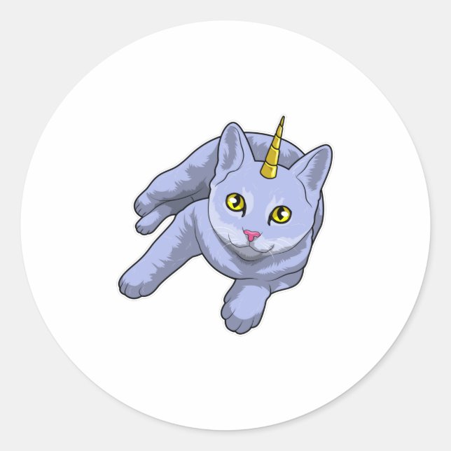 Cat Unicorn Runder Aufkleber (Vorderseite)