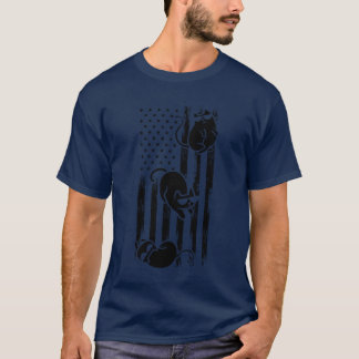 Cat US Flag Patriotic Cat Lover Cats America Flag T-Shirt