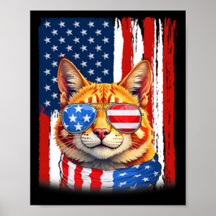 Cat USA Flag Patriotische Katze 4. Juli Poster