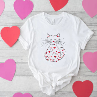 Cat Valentine Heart Retro Funny Cute Kitten Lovers T-Shirt