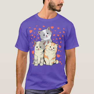 Cat Valentine's Day Red Heart's For Cat Lover T-Shirt