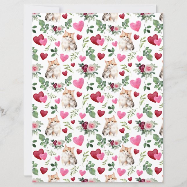 Cat Valentines Scrapbook Paper (Vorderseite)