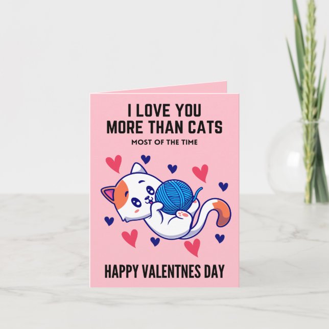 Cat Valentinstag Card Feiertagskarte (Vorderseite)