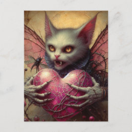 Cat Vampire Fairy Pink Heart Brambles Postkarte