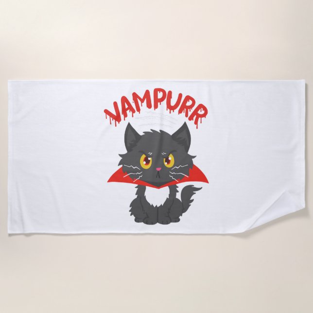 Cat Vampire Halloween Strandtuch (Vorderseite)