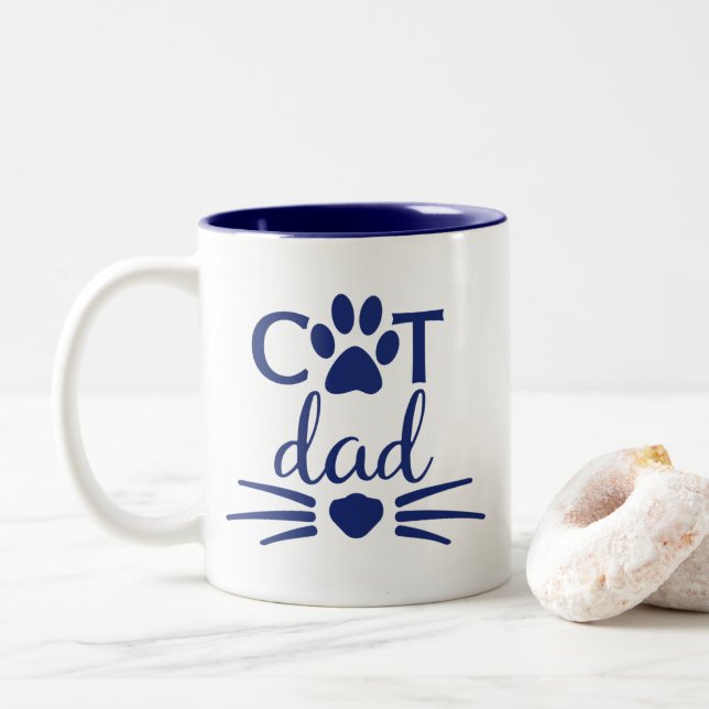Cat Vater 2 Marine Zweifarbige Tasse (Mit Donut)