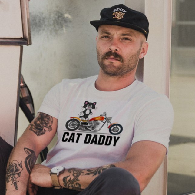 Cat Vater Biker T - Shirt, Motorrad T - Shirt (Von Creator hochgeladen)
