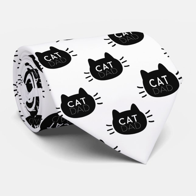 Cat Vater Black Cat Face Vatertag Krawatte (Gerollt)