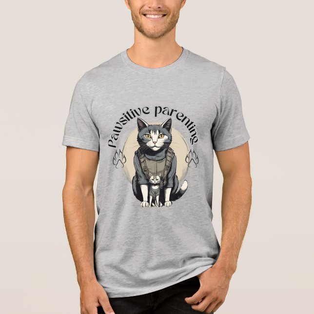 Cat Vater für Pawsitivity Meow-Mission Tri-Blend Shirt (Vorderseite)