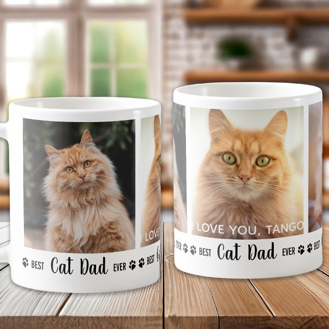 Cat Vater Personalisiert Moderne 3 Foto Vatertag Kaffeetasse (Von Creator hochgeladen)