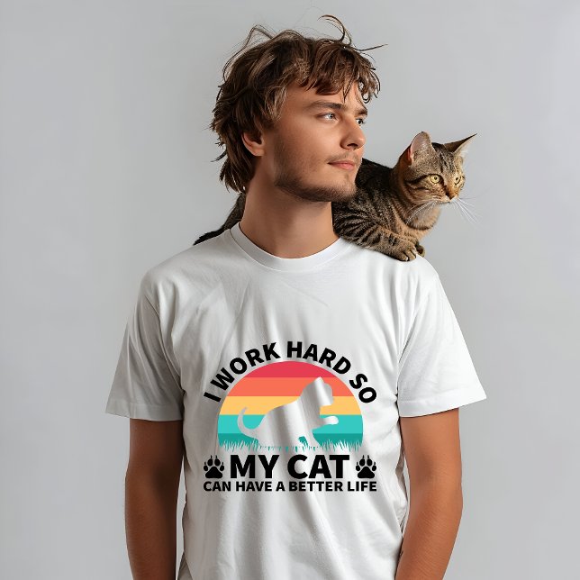 Cat Vater Shirt, ich arbeite hart für meine Katze, Tri-Blend Shirt (Von Creator hochgeladen)