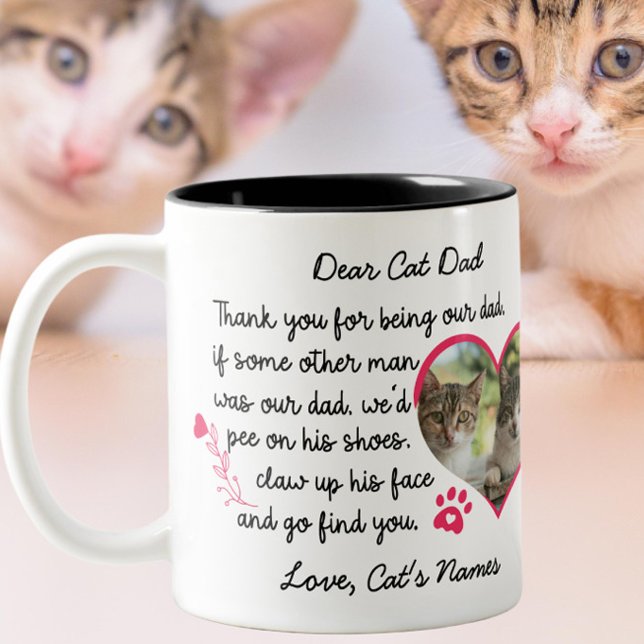 Cat Vater Vielen Dank, dass Sie unser Vater & Cust Zweifarbige Tasse (Von Creator hochgeladen)