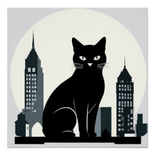 Cat Vector Art Animal Modern Urban Graphic City Poster