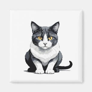 Cat Vector Graphic Art Portrait Animal Spirit Lieb Magnet