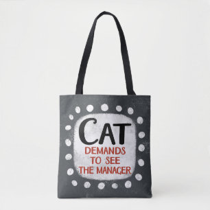 Cat verlangt, den Manager-Totbeutel zu sehen Tasche