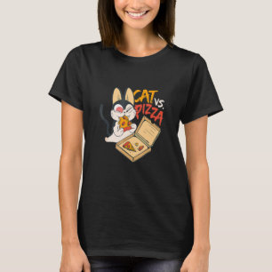 Cat Versus Köstliche Pizza Italienische Speise Piz T-Shirt