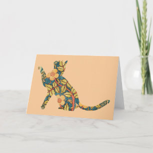 Cat Vintag Floral Card Serie 15 Karte
