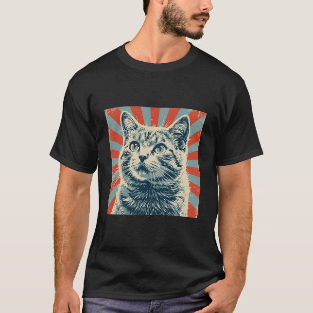 Cat Vintage distressed poster  T-Shirt (Vorderseite)
