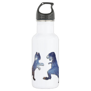 CAT VS T-REX - SPACE-TEXTURE EDELSTAHLFLASCHE