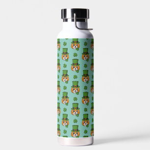 Cat w Green Hat und Kleeblatt St Patricks's Patter Trinkflasche