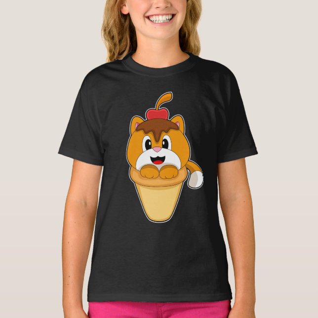 Cat Waffle Eis Cherry T-Shirt (Vorderseite)