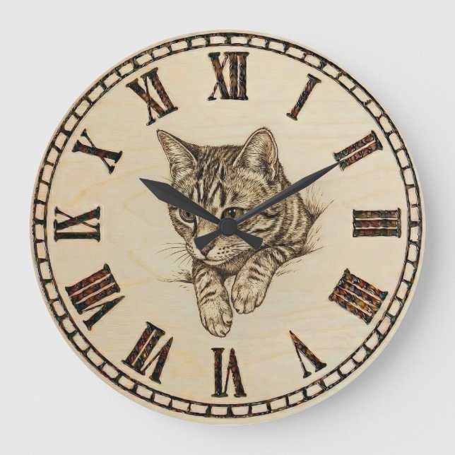 Cat - Wall Clock  Große Wanduhr (Vorderseite)