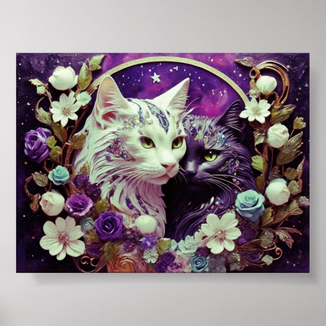 Cat Wall Kunst für Katzen Liebhaber Poster (Vorne)