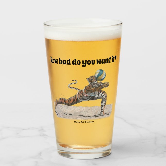 Cat Warrior Beach Volleyball Fantasy Glass Cup Glas (Vorne (Gefüllt))