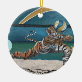 Cat Warrior Beach Volleyball Fantasy Kunst, Dichtu Keramik Ornament