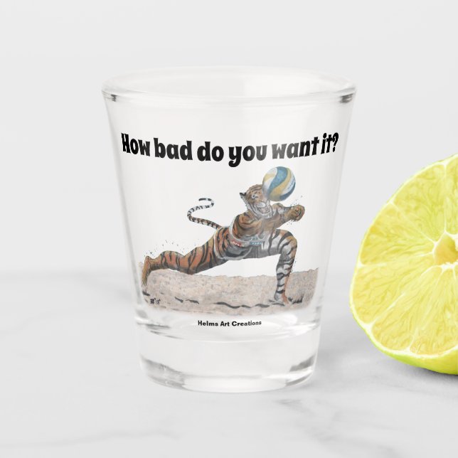 Cat Warrior Beach Volleyball Fantasy Shot Glass Schnapsglas (Vorderseite)