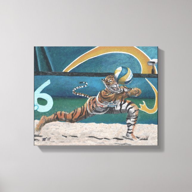 Cat Warrior Beach Volleyball Imaginaire toile Impr (Recto)