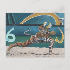 Cat Warrior Playing Volleyball Fantasy Postcard Postkarte