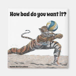 Cat Warrior spielt Beach Volleyball Magnet