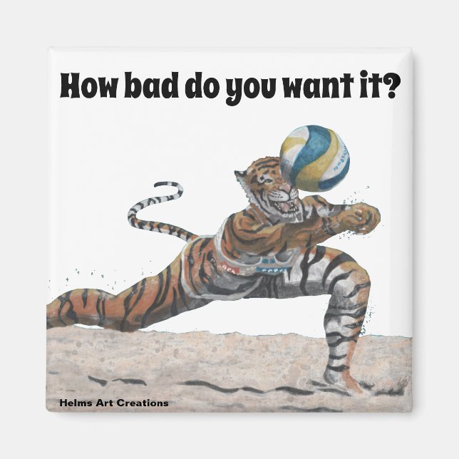Cat Warrior spielt Beach Volleyball Magnet (Vorne)
