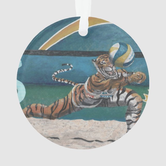 Cat Warrior Volleyball Fantasy Akryllische Ornamen Ornament (Rückseite)