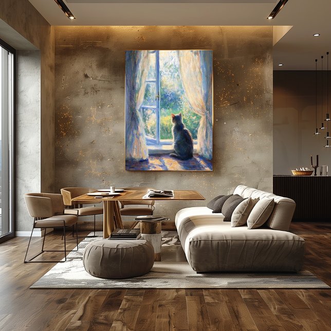 Cat Watching von Sunlit Window - Impressionist Poster (Von Creator hochgeladen)
