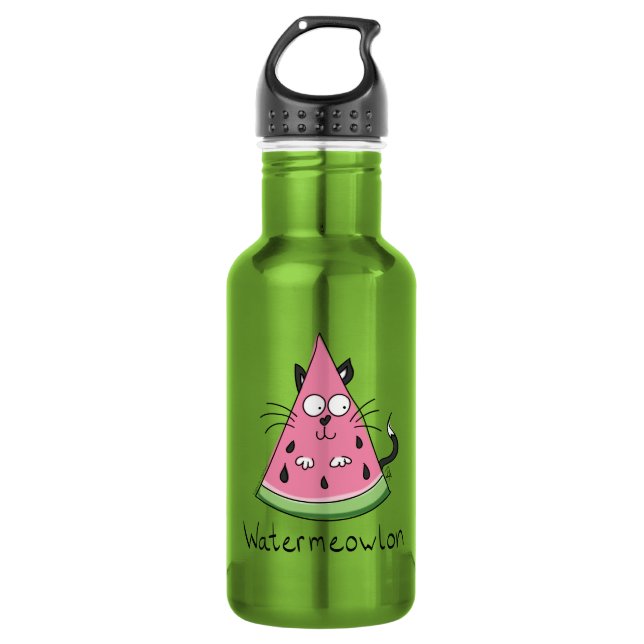 Cat Watermelon Kids Funny Niedlich Edelstahlflasche (Vorderseite)