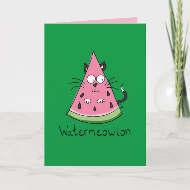 Cat Watermelon Niedlich Kid's Karte (Vorderseite)