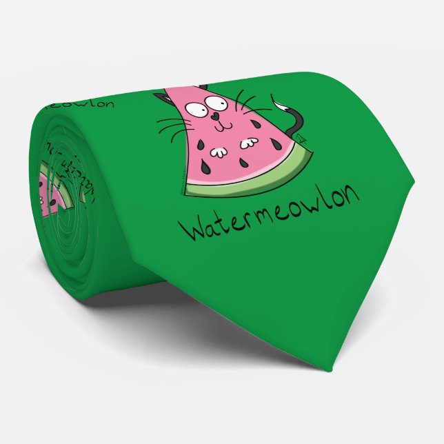 Cat Watermelon Niedlich Kid's Krawatte (Gerollt)