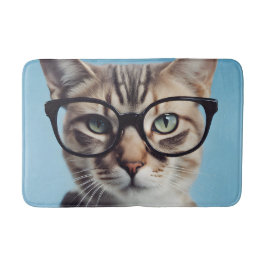 Cat Wearing Glasses Badematte