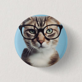 Cat Wearing Glasses Button