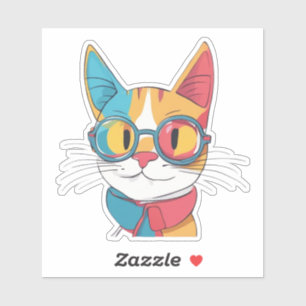 Cat Wearing Glasses Clipart-78198 Aufkleber