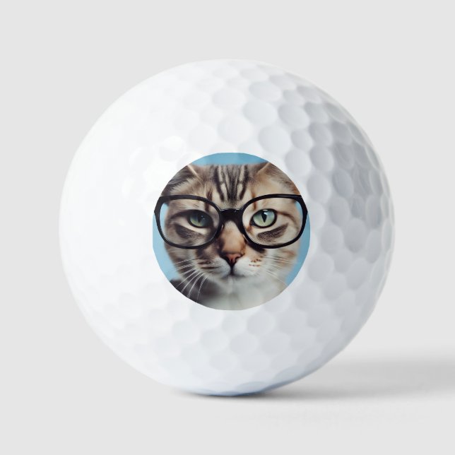 Cat Wearing Glasses Golfball (Vorderseite)
