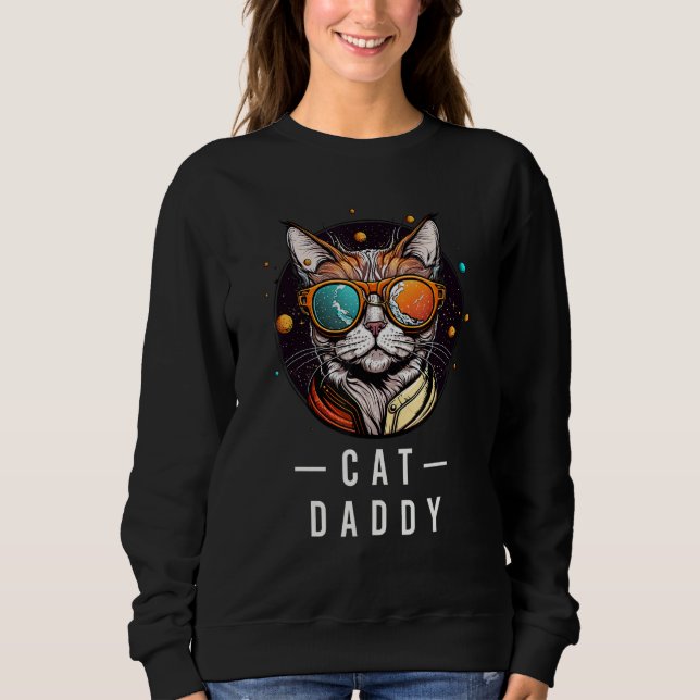 Cat wearing glasses in Galaxy Kitten Space  sarcas Sweatshirt (Vorderseite)