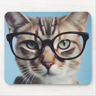 Cat Wearing Glasses Mousepad