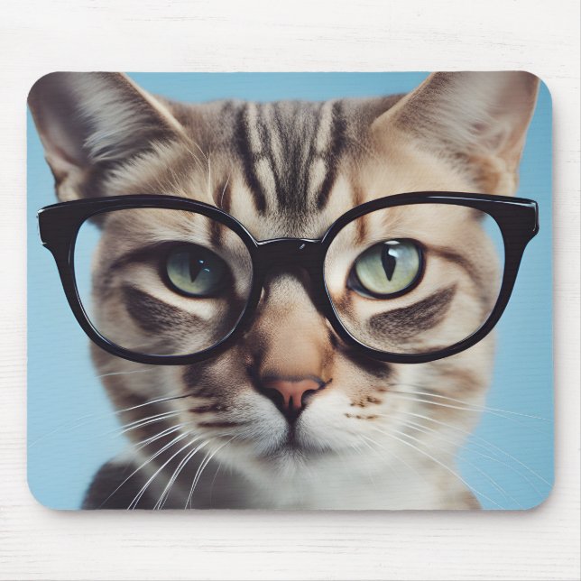 Cat Wearing Glasses Mousepad (Vorne)